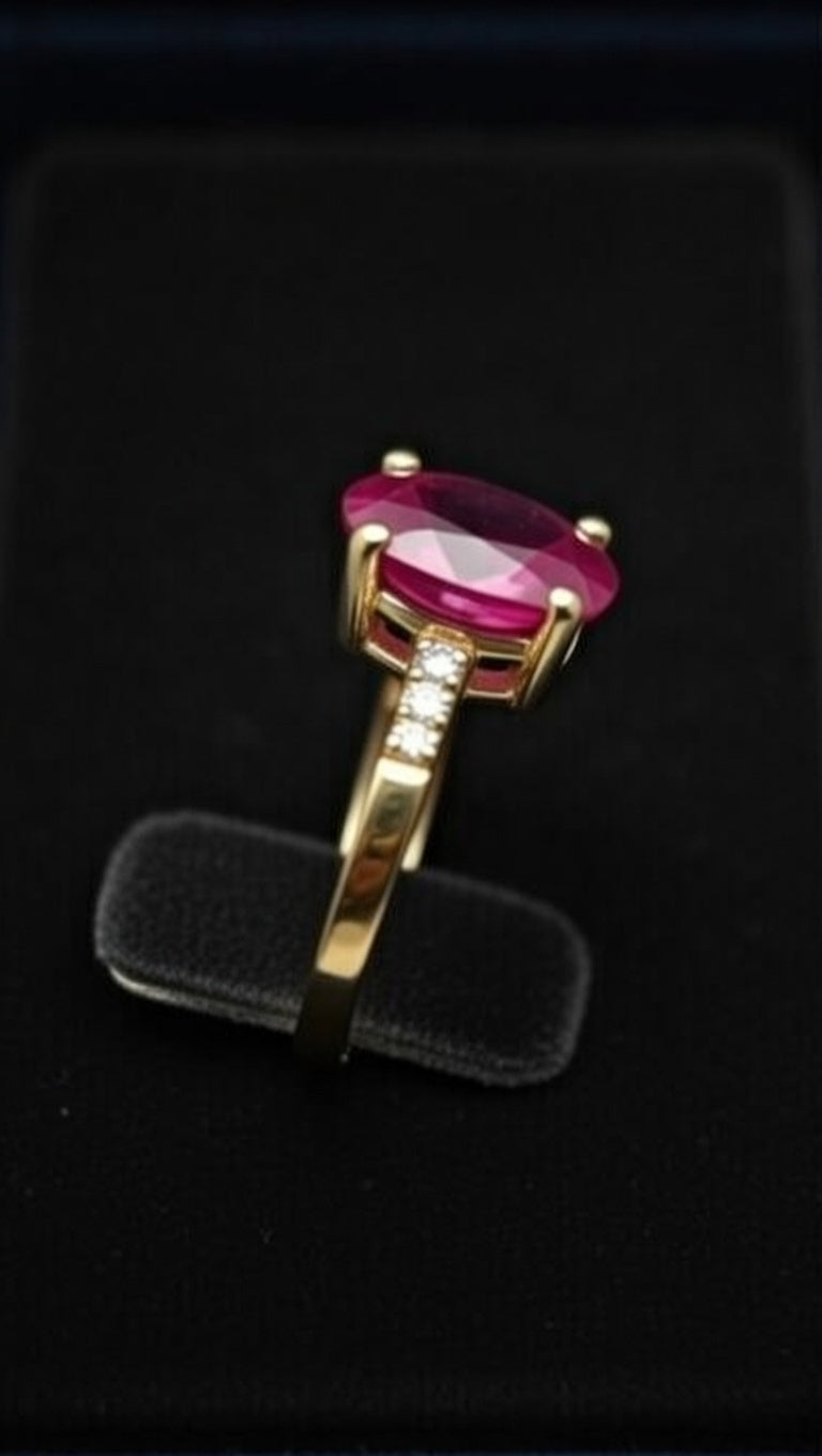 Heated Ruby Solitaire Ring in 18K yellow gold