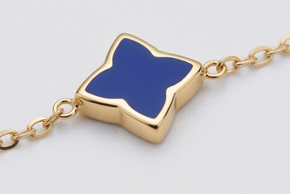 Golden Aura: Cobalt Rhombus Bracelet