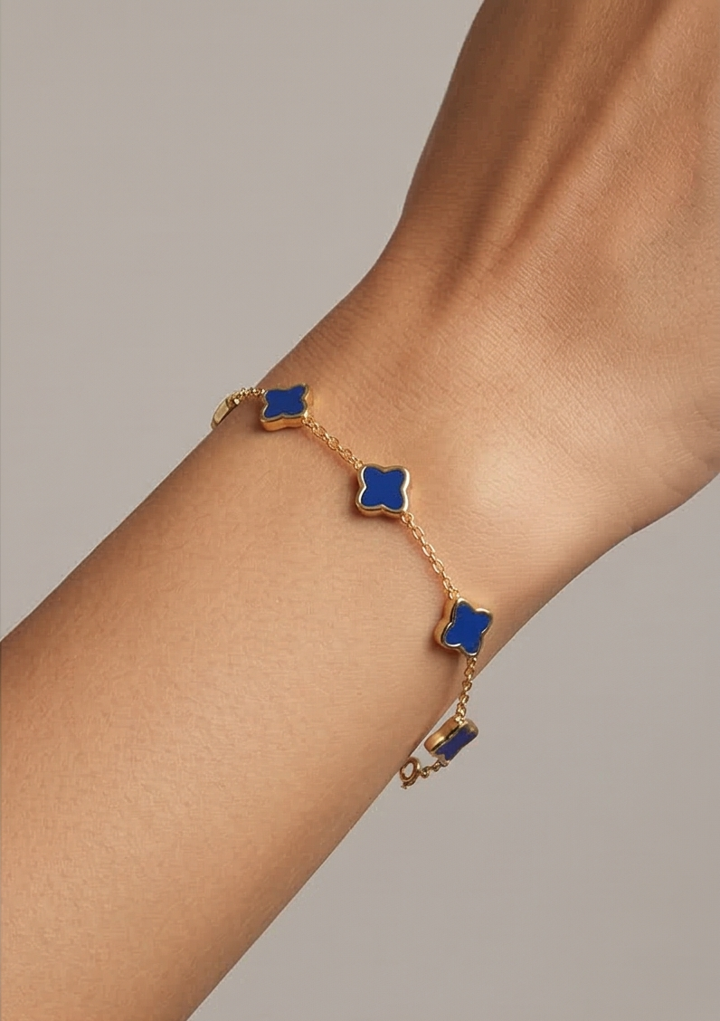 Golden Aura: Cobalt Rhombus Bracelet