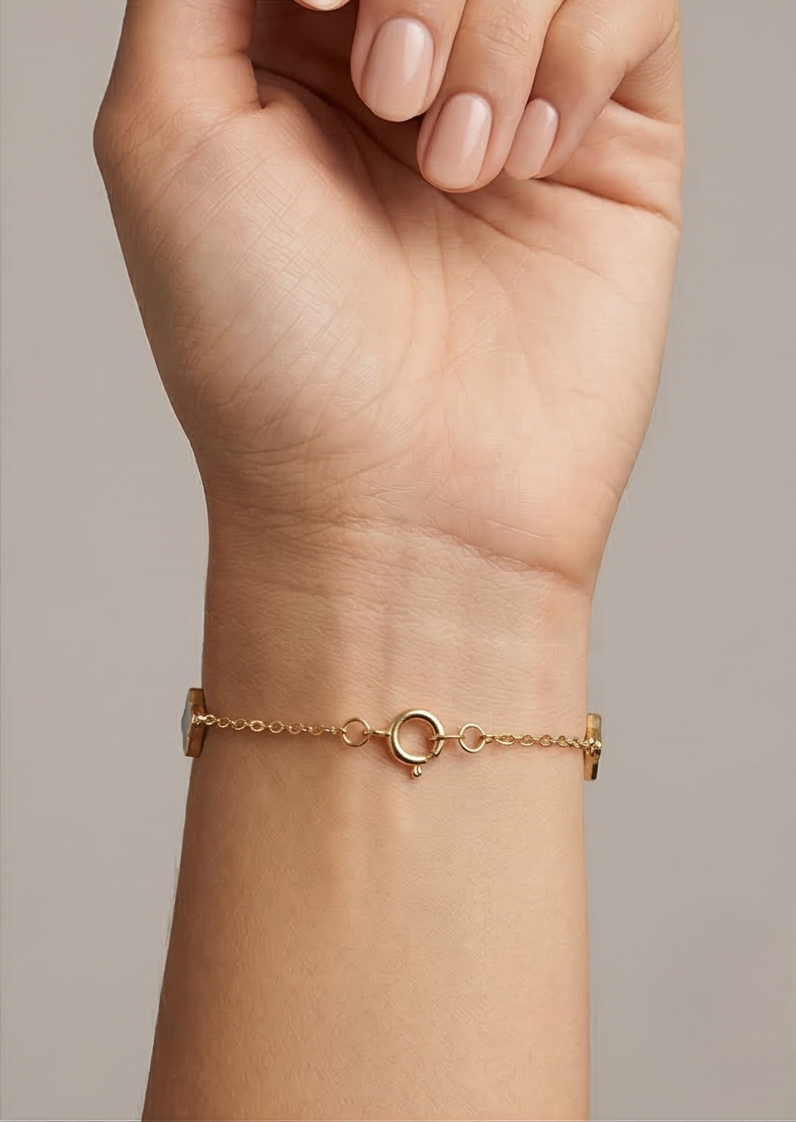 Golden Aura: Cobalt Rhombus Bracelet