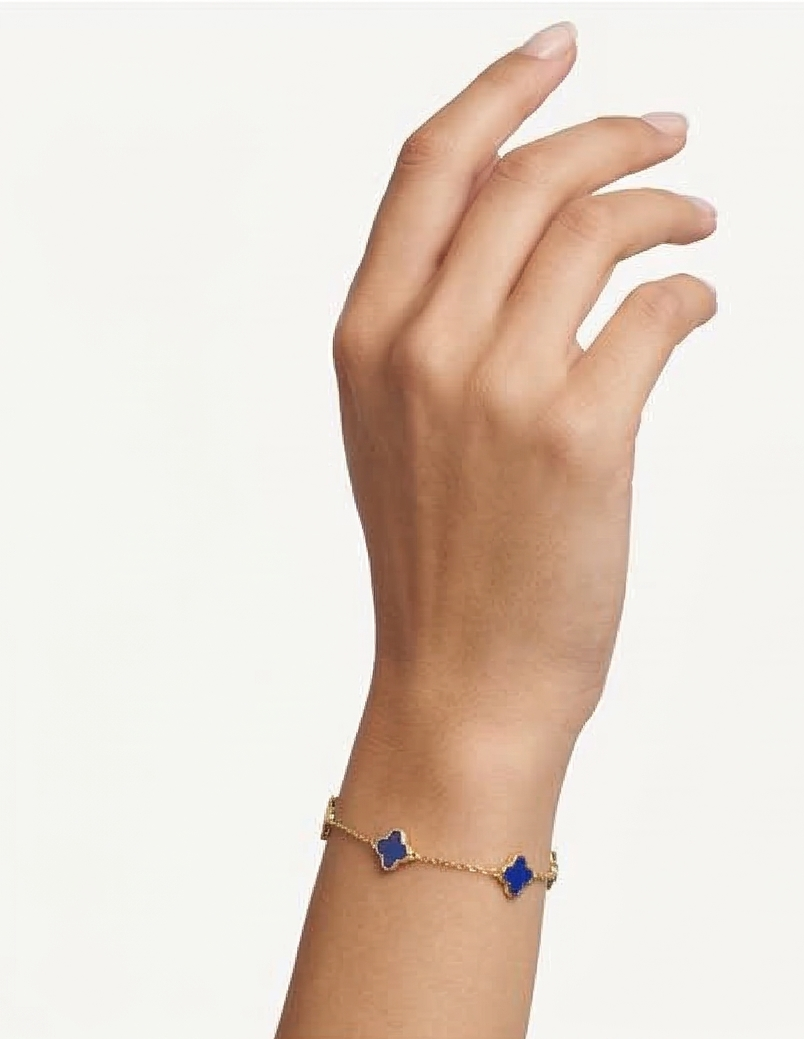 Golden Aura Azure Clover Station Bracelet