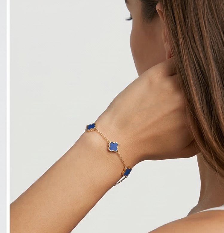 Golden Aura Azure Clover Station Bracelet