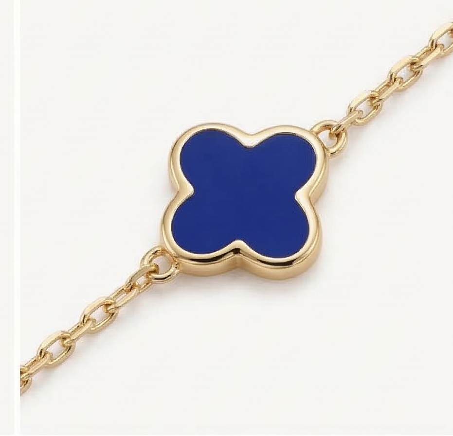 Golden Aura Azure Clover Station Bracelet