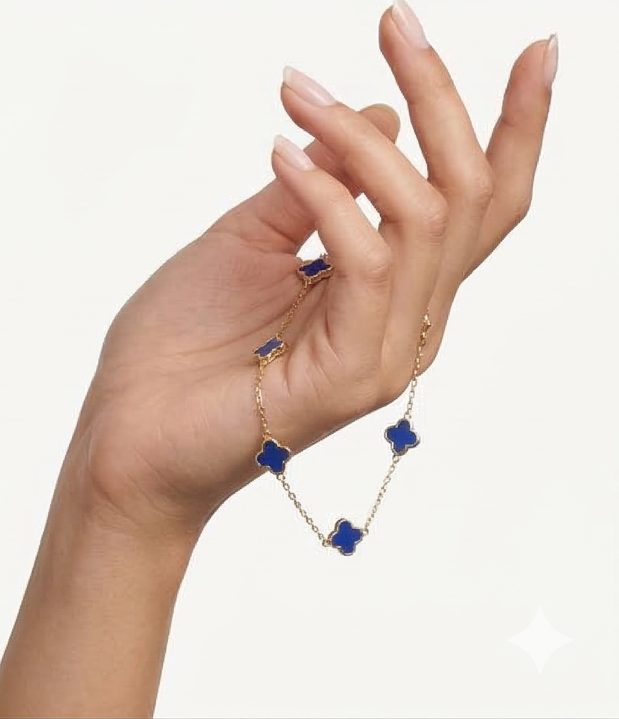 Golden Aura Azure Clover Station Bracelet