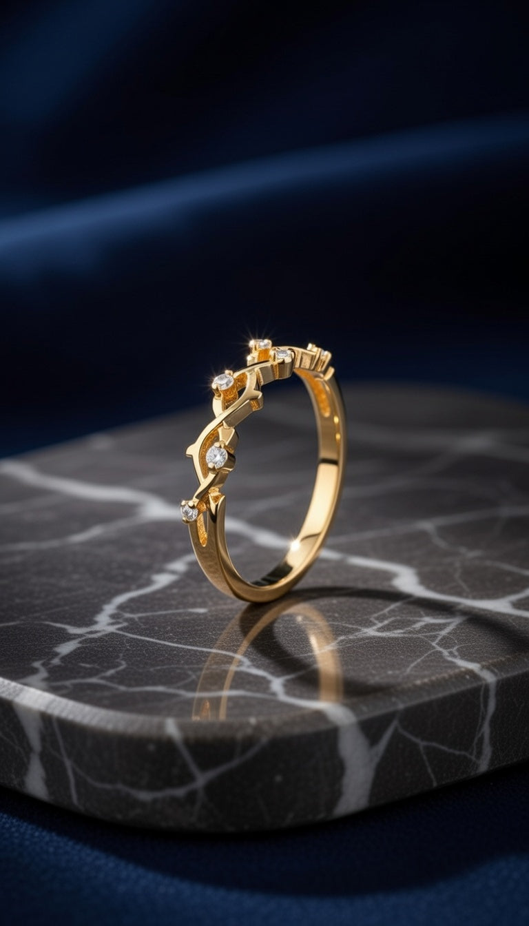 Thorns Collection 18K Yellow Gold Diamond Vine Ring