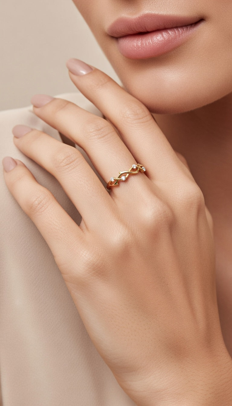 Thorns Collection 18K Yellow Gold Diamond Vine Ring