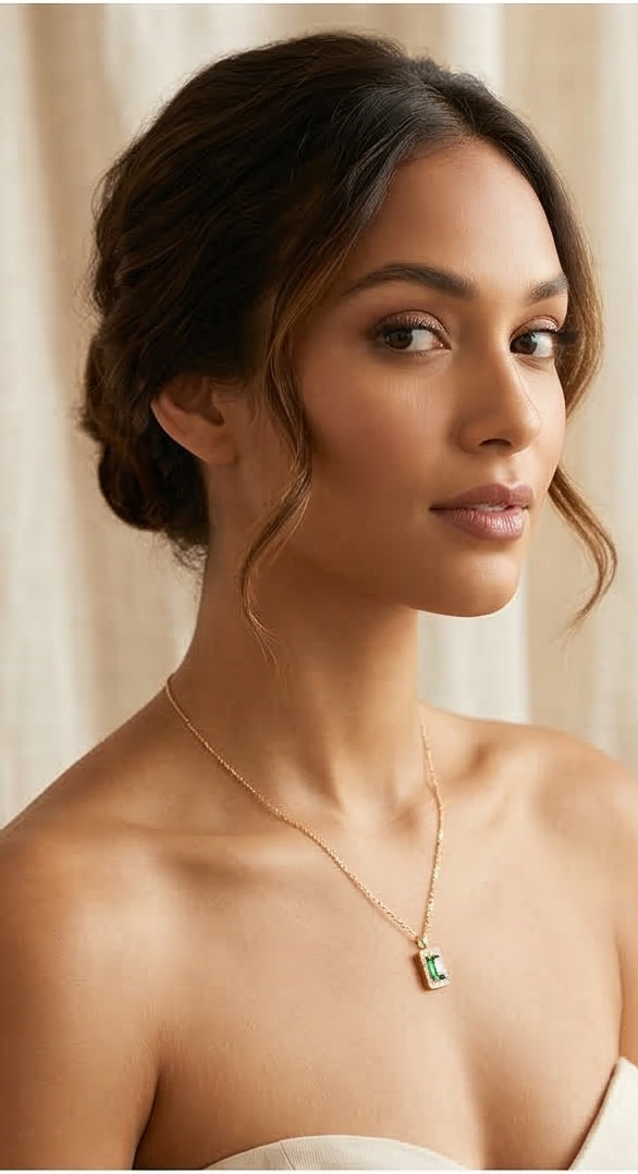 Golden Aura: Emerald Halo Necklace