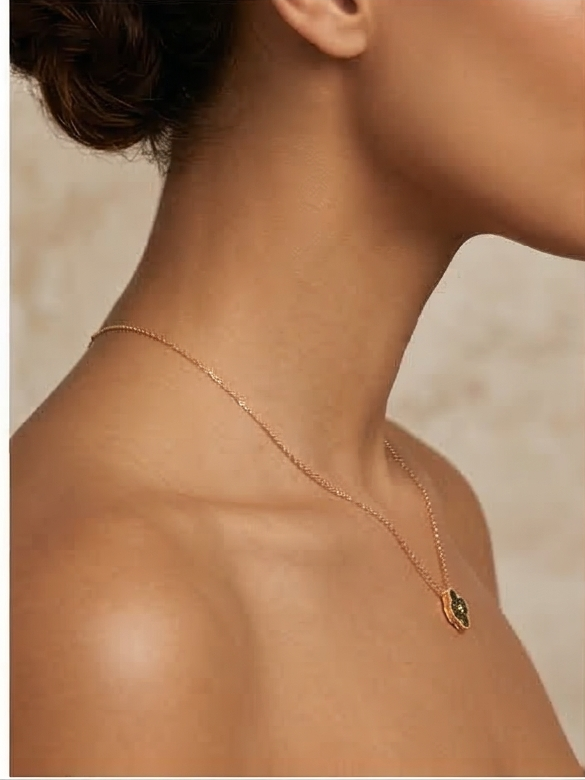 Golden aura: Midnight Clover Pendant Necklace