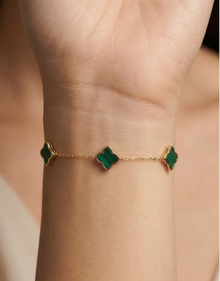 Golden Aura: Verdant Malachite-Style Station Bracelet