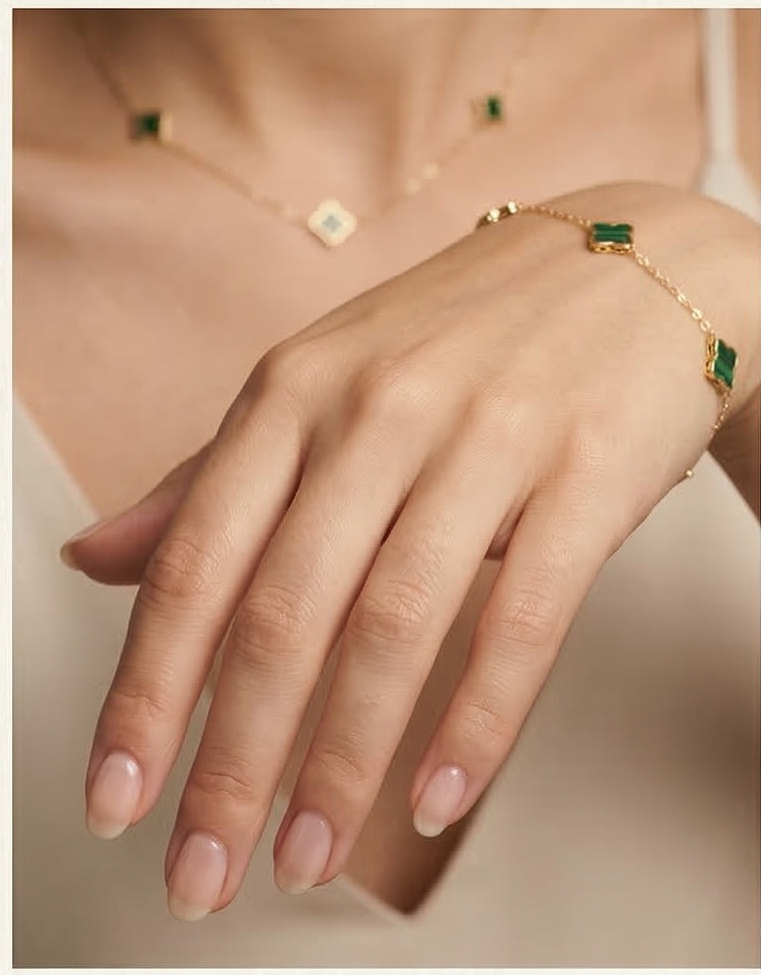 Golden Aura: Verdant Malachite-Style Station Bracelet