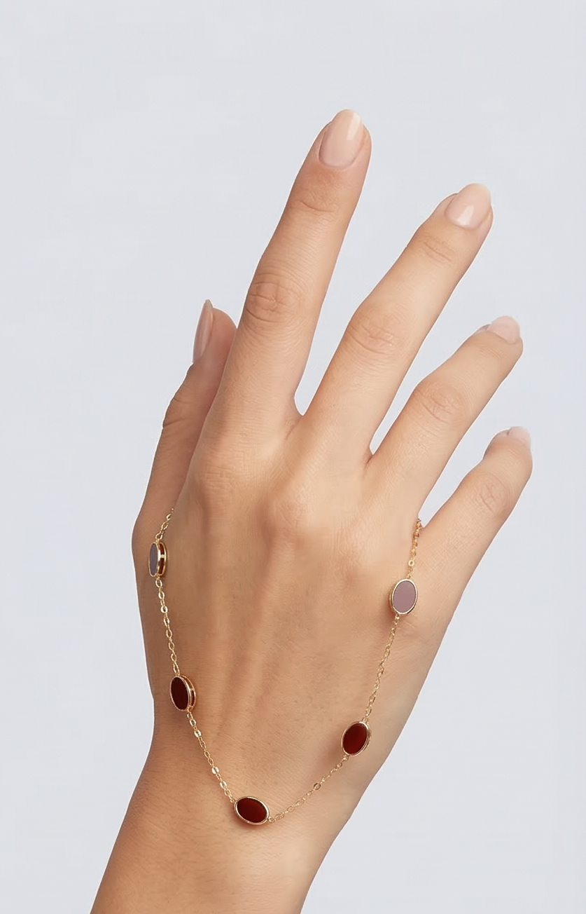 Golden aura: Garnet Glow Oval Station Bracelet