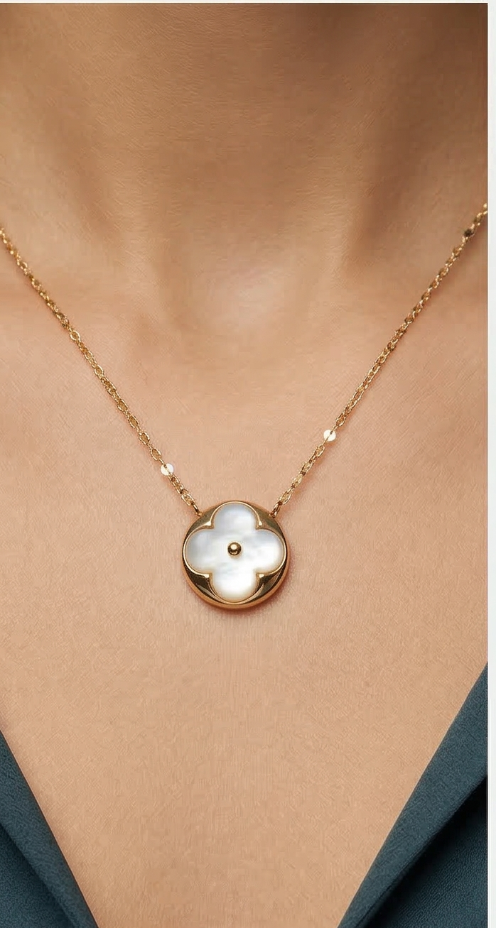 Golden Aura: Pearl Clover Necklace
