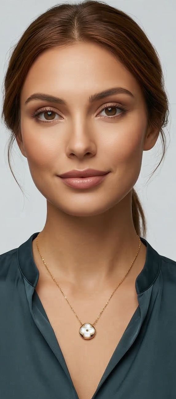 Golden Aura: Pearl Clover Necklace