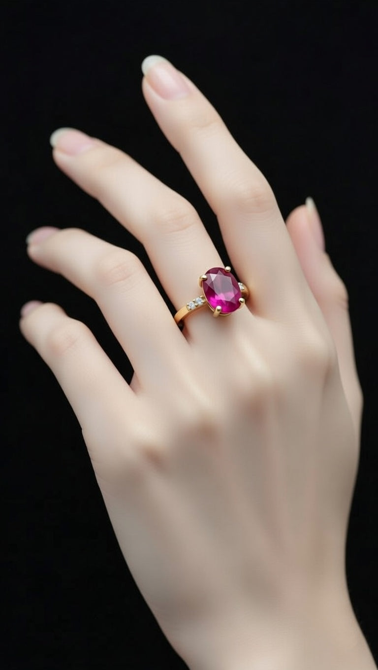 Heated Ruby Solitaire Ring in 18K yellow gold